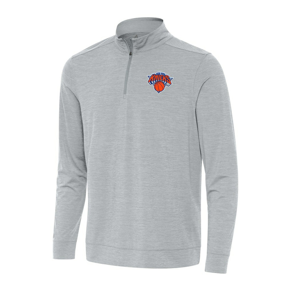 New York Knicks Antigua Bright Quarter-Zip Top Heather Gray