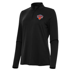 New York Knicks Antigua Women's Reprocess Quarter-Zip Top Black