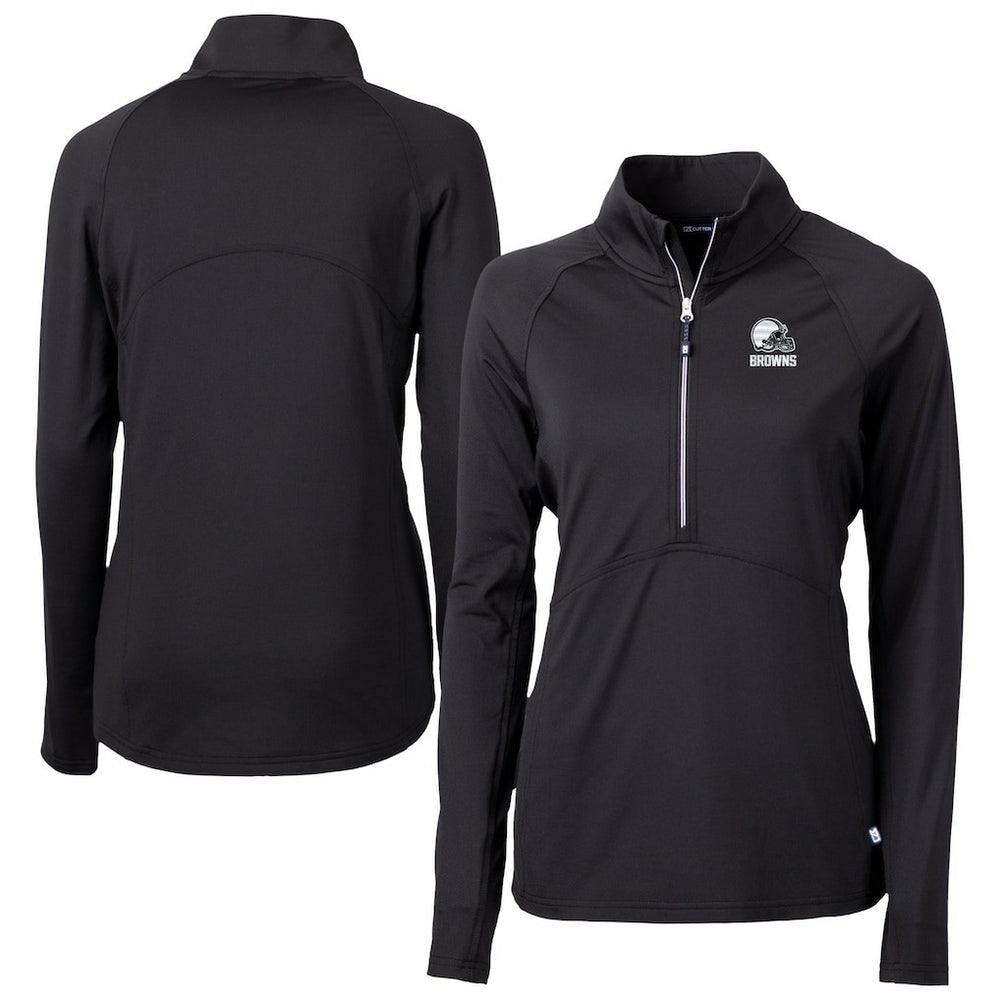 Cleveland Browns Cutter & Buck Women's Adapt Eco Knit Stretch Recycled Half-Zip Pullover Top - Black - NFL