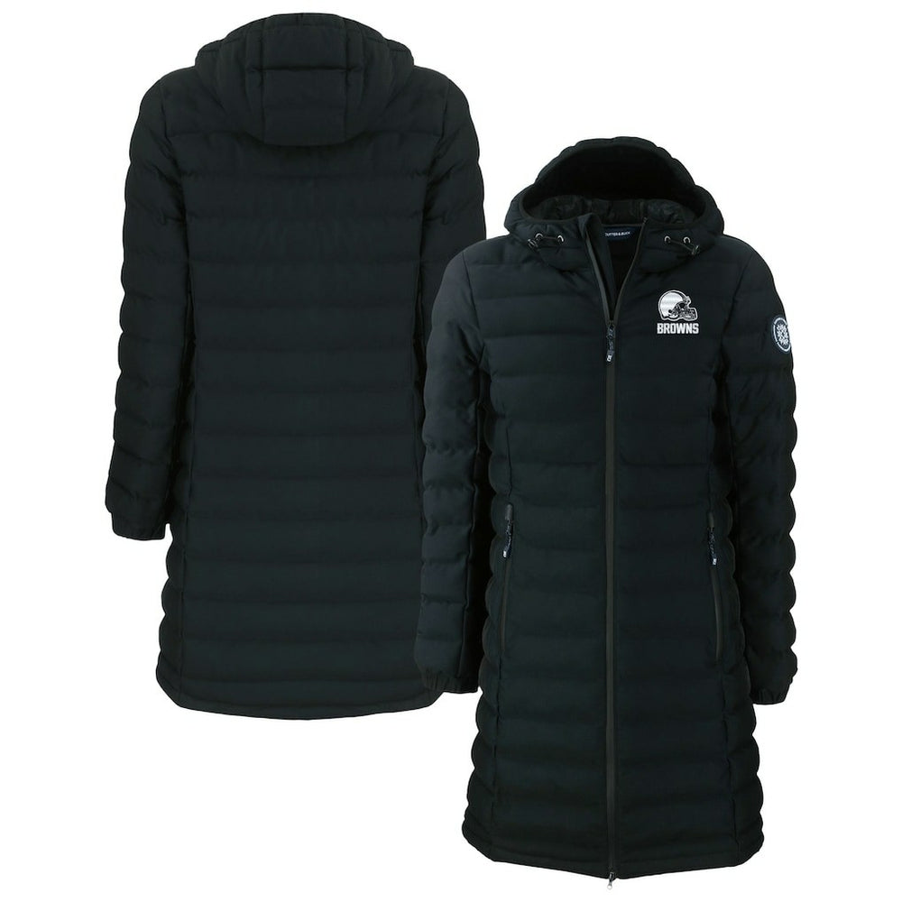 Cleveland Browns Cutter & Buck Women's Mission Ridge Repreve Eco Insulated Full-Zip Hoodie Long Puffer Jacket - Black - NFL