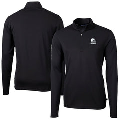 Cleveland Browns Cutter & Buck Big & Tall Virtue Eco Pique Recycled Quarter-Zip Pullover Top - Black - NFL