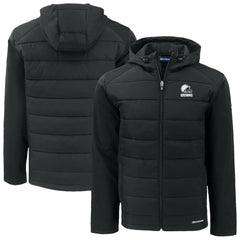 Cleveland Browns Cutter & Buck Big & Tall Evoke Hybrid Eco Softshell Recycled Full-Zip Hooded Jacket - Black - NFL