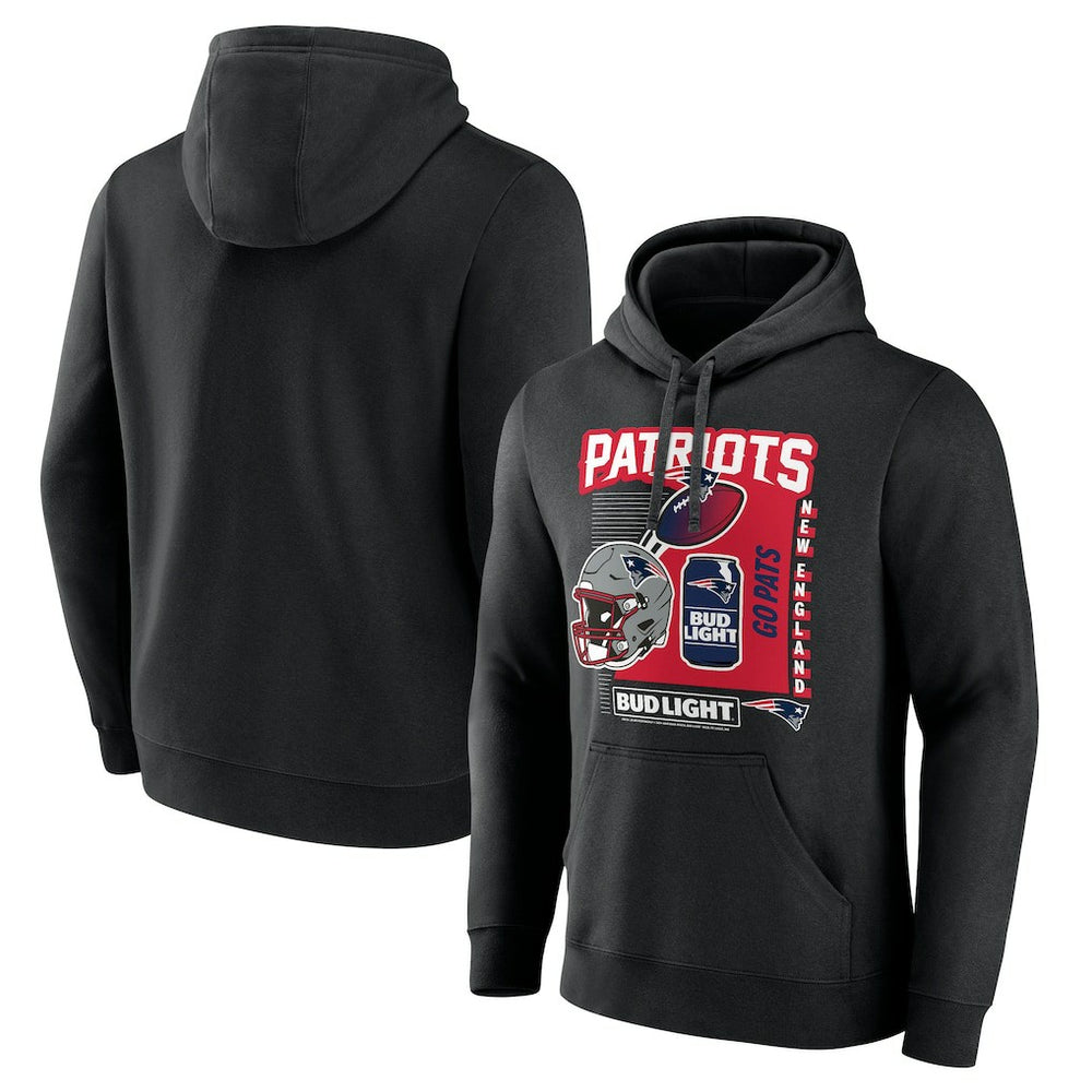 New England Patriots Bud Light Pullover Hoodie - Black - NFL