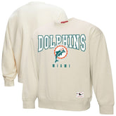 Miami Dolphins Women's Fandom Fleece Pullover Sweatshirt - Cream - Mitchell & Ness