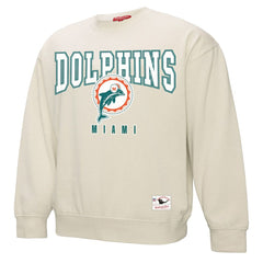 Miami Dolphins Women's Fandom Fleece Pullover Sweatshirt - Cream - Mitchell & Ness