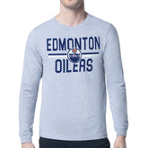 Edmonton Oilers Starter Mesh Look Team Name Logo Long Sleeve T-Shirt - Heather Gray | NHL on sale