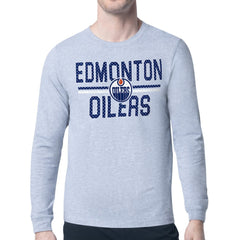 Edmonton Oilers Starter Mesh Look Team Name Logo Long Sleeve T-Shirt - Heather Gray | NHL on sale