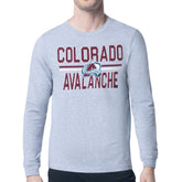 Colorado Avalanche Starter Mesh Look Team Name Logo Long Sleeve T-Shirt - Heather Gray | NHL Clearance