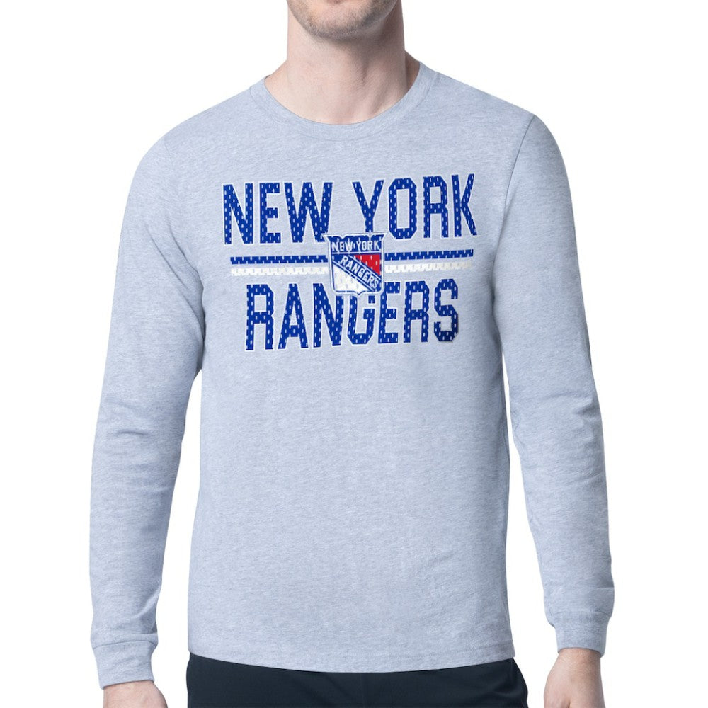 New York Rangers Starter Mesh Look Team Name Logo Long Sleeve T-Shirt - Heather Gray | NHL sale