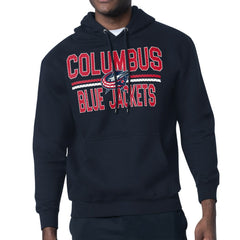 Columbus Blue Jackets Starter Mesh Look Team Name Logo Tri-Blend Pullover Hoodie - Navy | NHL Lifestyle