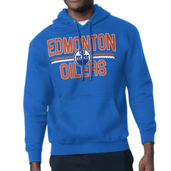 Edmonton Oilers Starter Mesh Look Team Name Logo Tri-Blend Pullover Hoodie - Royal | NHL Lifestyle