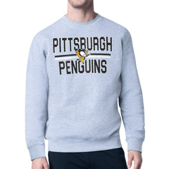 Pittsburgh Penguins Starter Mesh Look Team Name Logo Pullover Sweatshirt - Heather Gray | NHL Lifestyle