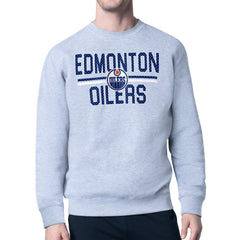 Edmonton Oilers Starter Mesh Look Team Name Logo Pullover Sweatshirt - Heather Gray | NHL online