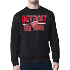 Detroit Red Wings Starter Mesh Look Team Name Logo Pullover Sweatshirt - Black | NHL Lifestyle