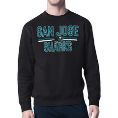 San Jose Sharks Starter Mesh Look Team Name Logo Pullover Sweatshirt - Black | NHL Clearance