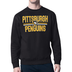 Pittsburgh Penguins Starter Mesh Look Team Name Logo Pullover Sweatshirt - Black | NHL discount