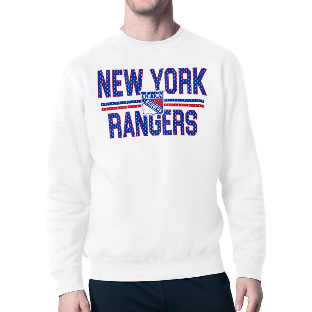 New York Rangers Starter Mesh Look Team Name Logo Pullover Sweatshirt - White | NHL discount