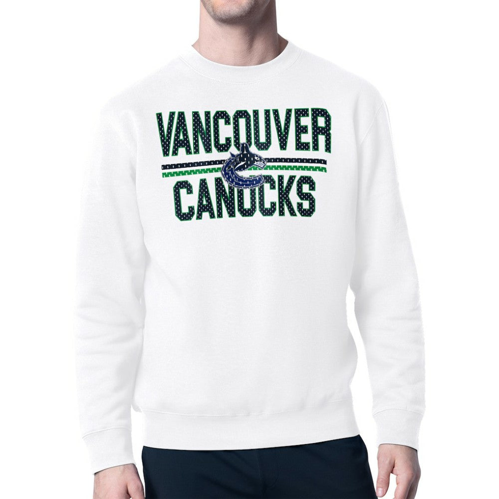 Vancouver Canucks Starter Mesh Look Team Name Logo Pullover Sweatshirt - White | NHL near me