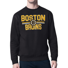 Boston Bruins Starter Mesh Look Team Name Logo Pullover Sweatshirt - Black | NHL discount