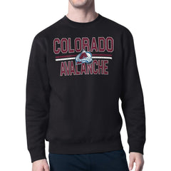 Colorado Avalanche Starter Mesh Look Team Name Logo Pullover Sweatshirt - Black | NHL Clearance