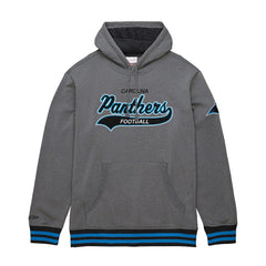 Carolina Panthers Vintage Logo Snow Washed Fleece Pullover Hoodie - Heather Gray - Mitchell & Ness