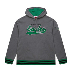 Philadelphia Eagles Vintage Logo Snow Washed Fleece Pullover Hoodie - Heather Gray - Mitchell & Ness