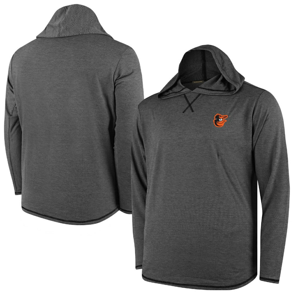 Baltimore Orioles Butter Stripe Tri-Blend Long Sleeve Hoodie T-Shirt - Black Sale