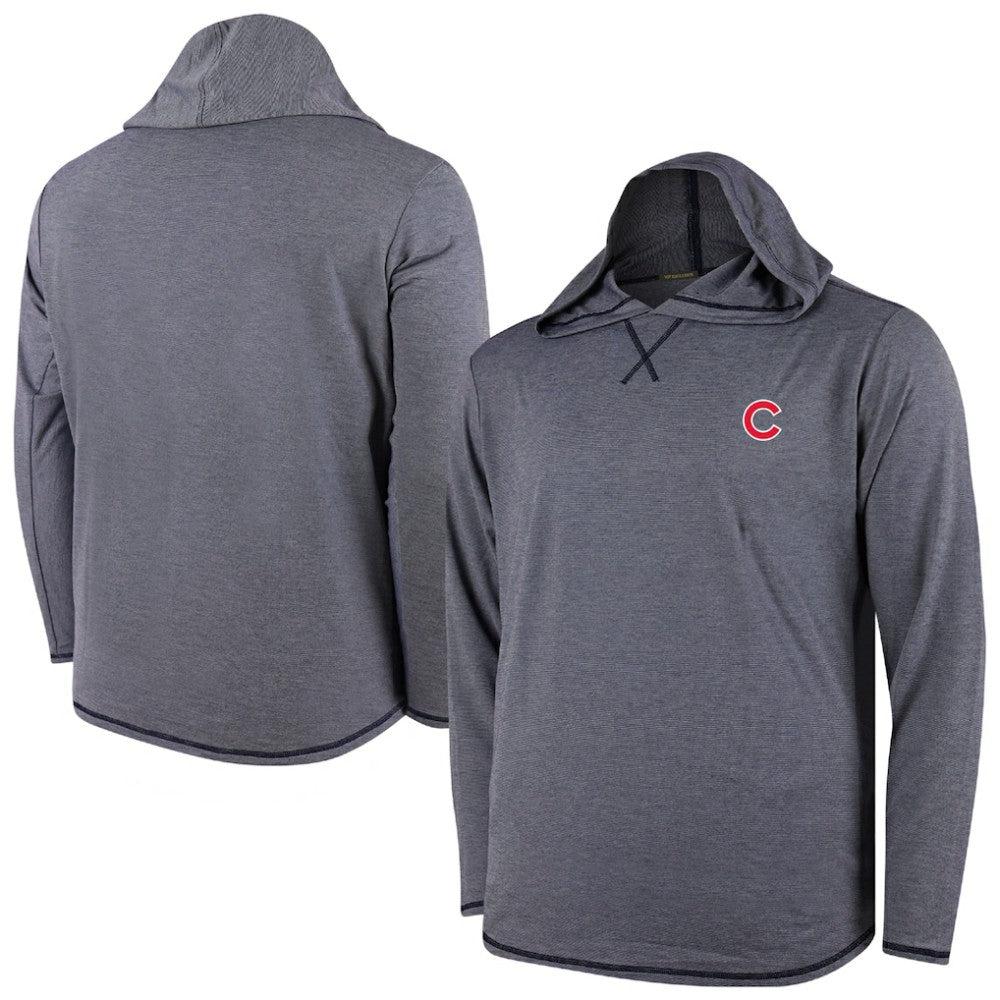 Chicago Cubs Butter Stripe Tri-Blend Long Sleeve Hoodie T-Shirt - Navy Outlet