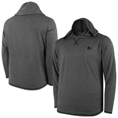 Miami Marlins Butter Stripe Tri-Blend Long Sleeve Hoodie T-Shirt - Black Outlet