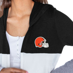 Cleveland Browns Gameday Couture Women's Tri-Blend Color Block Lightweight Cardigan Hoodie - Black - NFL