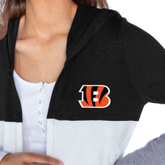 Cincinnati Bengals Gameday Couture Women's Tri-Blend Color Block Lightweight Cardigan Hoodie - Black - NFL