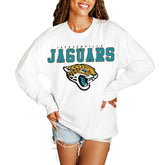 Jacksonville Jaguars Gameday Couture Women's Big Goals Oversized Long Sleeve T-Shirt - White - NFL