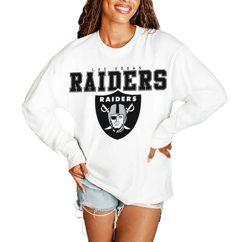 Las Vegas Raiders Gameday Couture Women's Big Goals Oversized Long Sleeve T-Shirt - White - NFL