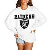 Las Vegas Raiders Gameday Couture Women's Big Goals Oversized Long Sleeve T-Shirt - White - NFL