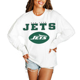 New York Jets Gameday Couture Women's Big Goals Oversized Long Sleeve T-Shirt - White - NFL