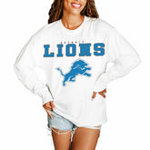 Detroit Lions Gameday Couture Women's Big Goals Oversized Long Sleeve T-Shirt - White - NFL