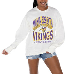 Minnesota Vikings Gameday Couture Women's Time Out Oversized Long Sleeve T-Shirt - White - NFL