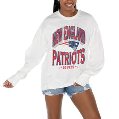 New England Patriots Gameday Couture Women's Time Out Oversized Long Sleeve T-Shirt - White - NFL