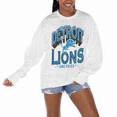 Detroit Lions Gameday Couture Women's Time Out Oversized Long Sleeve T-Shirt - White - NFL