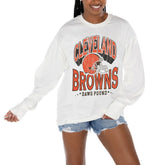 Cleveland Browns Gameday Couture Women's Time Out Oversized Long Sleeve T-Shirt - White - NFL