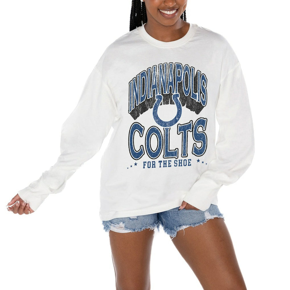 Indianapolis Colts Gameday Couture Women's Time Out Oversized Long Sleeve T-Shirt - White - NFL