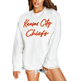 Kansas City Chiefs Gameday Couture Women's Classic Comeback Oversized Long Sleeve T-Shirt - White - NFL