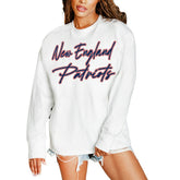 New England Patriots Gameday Couture Women's Classic Comeback Oversized Long Sleeve T-Shirt - White - NFL