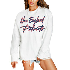 New England Patriots Gameday Couture Women's Classic Comeback Oversized Long Sleeve T-Shirt - White - NFL
