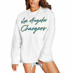 Los Angeles Chargers Gameday Couture Women's Classic Comeback Oversized Long Sleeve T-Shirt - White - NFL