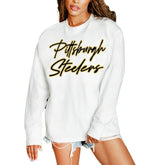 Pittsburgh Steelers Gameday Couture Women's Classic Comeback Oversized Long Sleeve T-Shirt - White - NFL