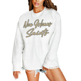 New Orleans Saints Gameday Couture Women's Classic Comeback Oversized Long Sleeve T-Shirt - White - NFL