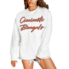 Cincinnati Bengals Gameday Couture Women's Classic Comeback Oversized Long Sleeve T-Shirt - White - NFL