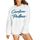 Carolina Panthers Gameday Couture Women's Classic Comeback Oversized Long Sleeve T-Shirt - White - NFL
