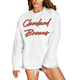Cleveland Browns Gameday Couture Women's Classic Comeback Oversized Long Sleeve T-Shirt - White - NFL